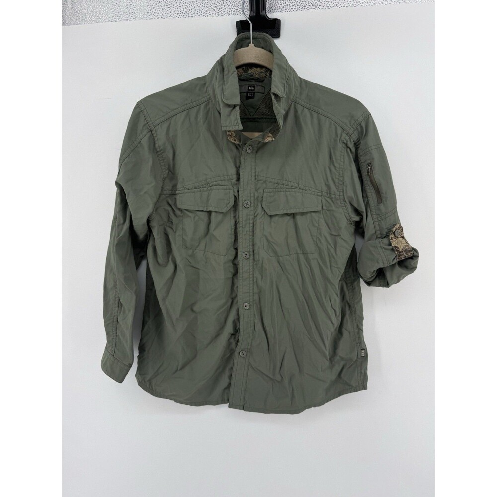 REI Sahara Long Sleeve Shirt Youth XL 16 Green Travel Hiking UPF 50+ Lightweight